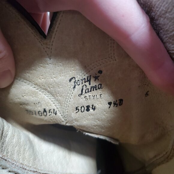 TONY LAMA Vintage Leather Cowboy Boots Rustic Cowgirl Western Women's 9.5D Wide - Picture 10 of 13